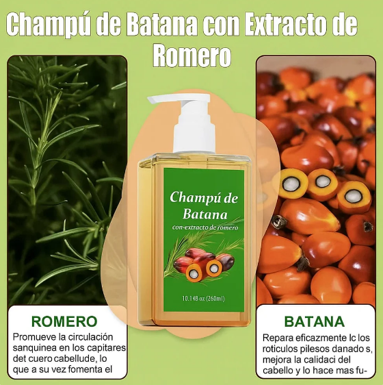 2X1 CHAMPÚ ACEITE DE BATANA CON EXTRACTO DE ROMERO 400 ML