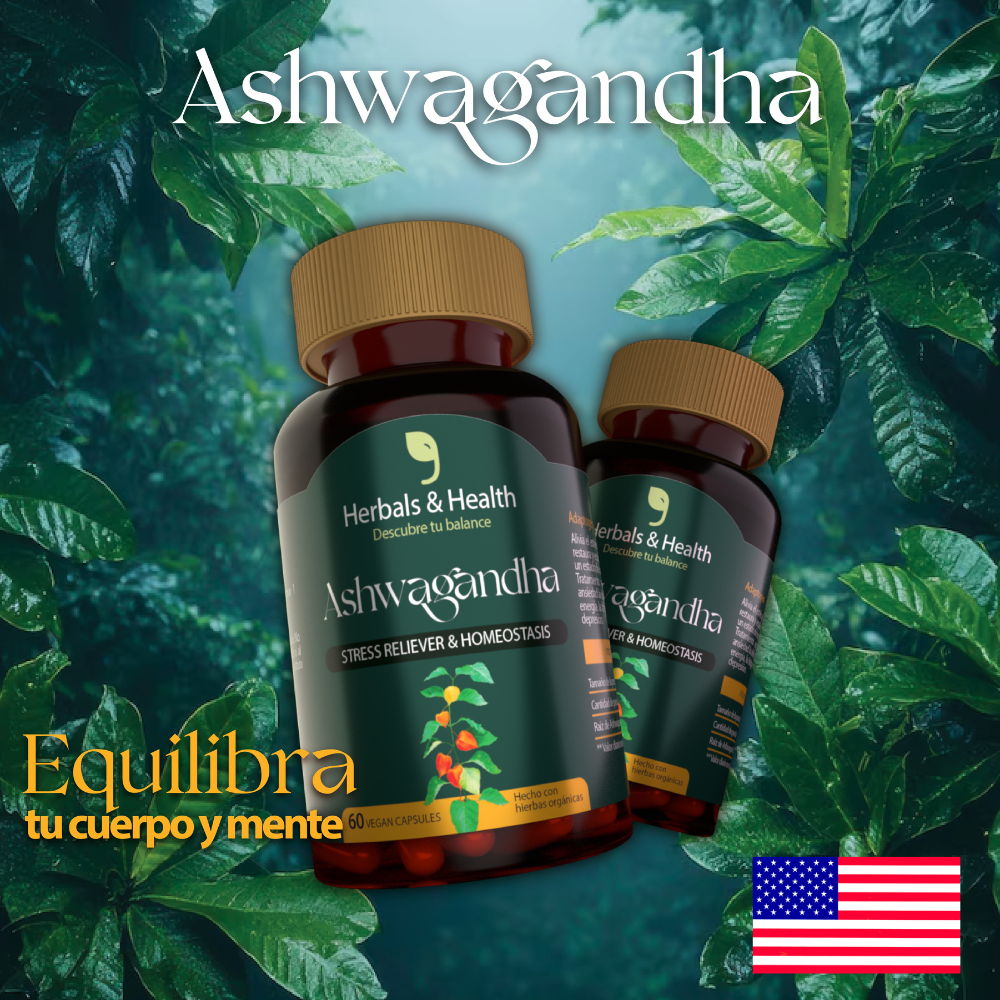 Ashwagandha AMERICANO - Reduce el Cortisol Relajación y Enfoque Total, 100% Natural