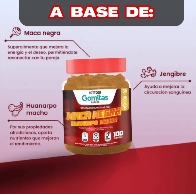 GOMITAS MACA NEGRA - 100 GOMITAS